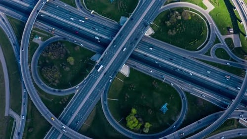 Freeway Intersection Traffic Trails in Moscow