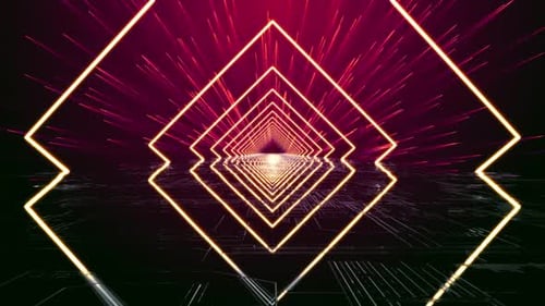 Futuristic Neon Geometric Tunnel Loop Background