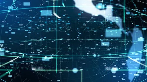 Global Data Network Animation with Digital Earth and Connecting Lines