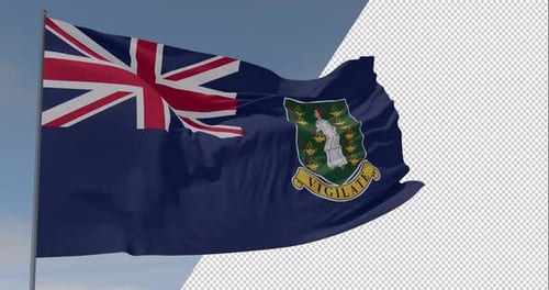 Realistic British Virgin Islands Flag Waving Loop with Alpha Channel