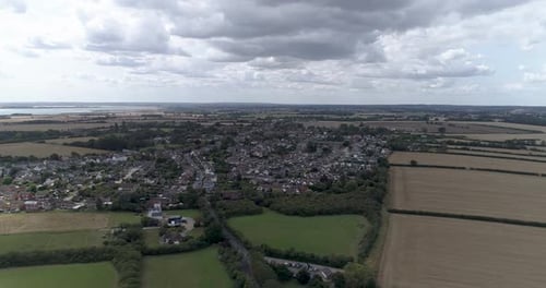 Rural Town Surrounded by Farmland Aerial View
