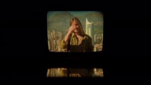 Tourist Pose for Vintage Camera in Scenic Location