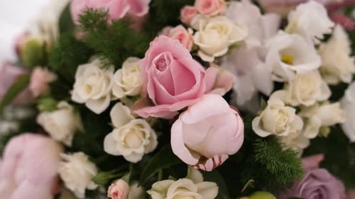 Close Up of Elegant Bridal Flower Bouquet