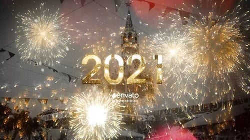 Elegant New Year Countdown with Gold Glitter and Fireworks