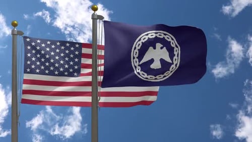 Bandera de Estados Unidos Vs Mohawk People Bandera en asta de bandera