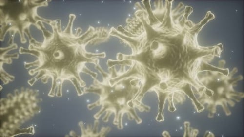 3D Virus Microscopic Particles Flowing Animation