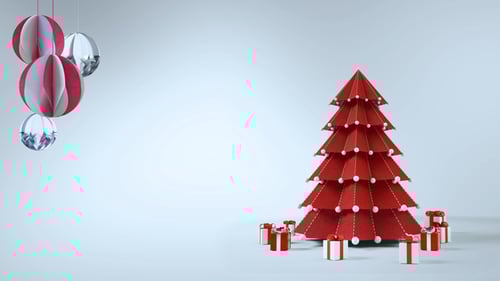 Minimalist Paper Craft Christmas Tree With Gifts Animation