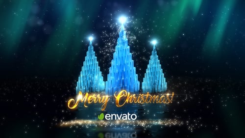 Magical Geometric Christmas Tree Logo Reveal with Sparkling Particles