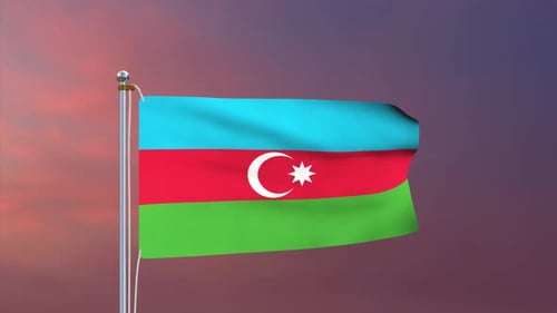 Azerbaijan National Flag Waving Animation