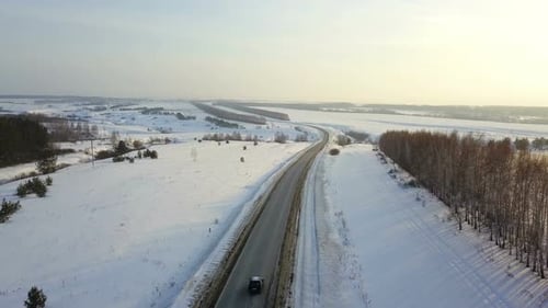 Car On Winter Road