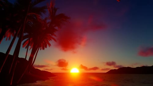 Blick auf den Sonnenuntergang auf Palm Island