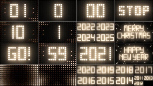 Retro Light Board Countdown with Years and Greetings