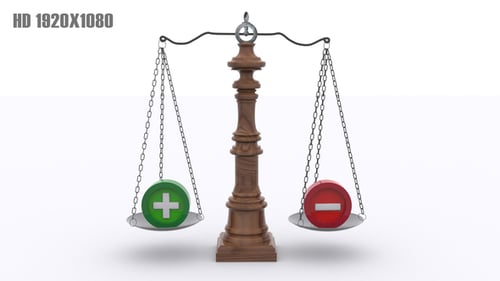 Pros and Cons Weighing on Animated Balance Scale