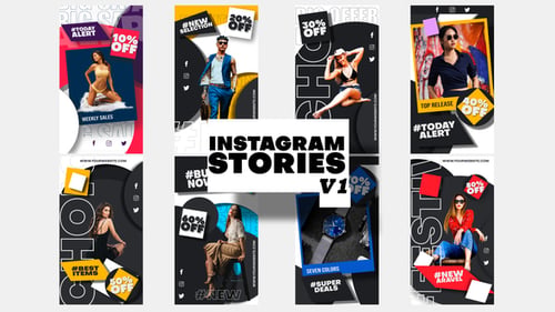 Dynamic Fashion Sale Instagram Stories with Modern Geometric Layouts