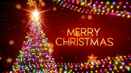 Merry Christmas Greeting Animation with Sparkling Lights