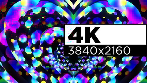 Vibrant Neon Heart Tunnel Loop Background Animation