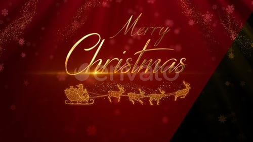 Golden Merry Christmas Elegant Title and Sleigh Animation