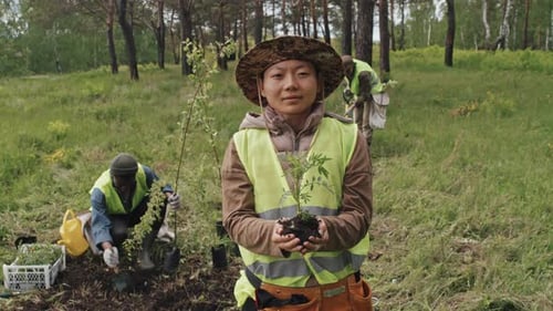 Asian Woman Holding Seedling