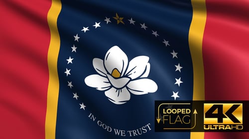 Realistic Waving Mississippi State Flag Seamless Loop