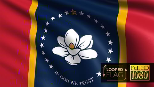Waving Mississippi State Flag Seamless Loop Animation