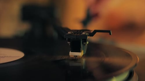 Record Player Needle on Vinyl Record