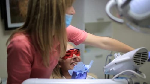 Dentist Working with Patient in Dental Office
