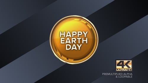 Golden 3D Happy Earth Day Emblem Animation