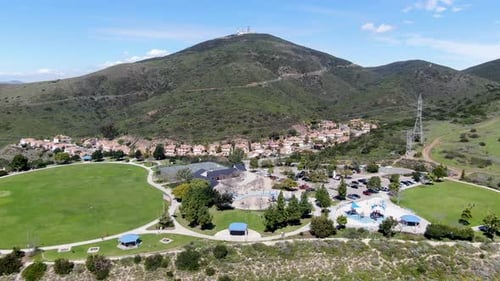 Aerial View of Upper Middle Class Neighborhood in the Valley During Sunny Day