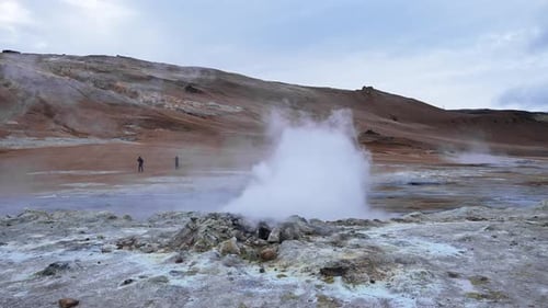 Steam Emitting From Fumarole in Geothermal Area of Hverir