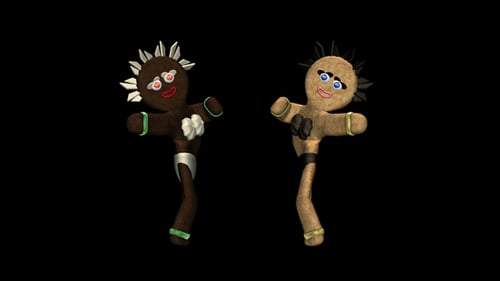 Animated Diverse Gingerbread Characters Dancing Loop
