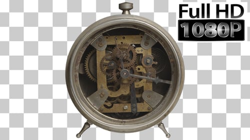 Vintage Clock Mechanism with Transparent Alpha Channel
