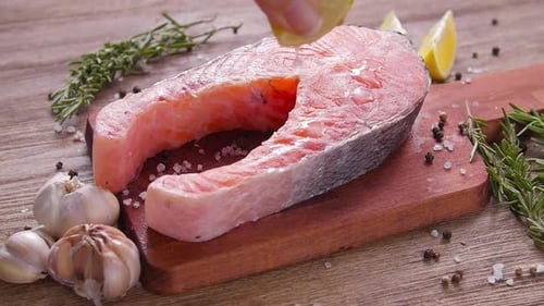 Salmon Steak with Fresh Herbs and Lemon