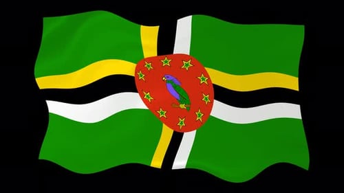 Dominica Flag Waving Loopable Animation on Alpha Channel