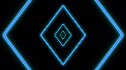 Neon Geometric Squares Tunnel Loop Background