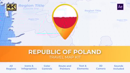 Animated Poland Travel Map Kit with Customizable Routes and Infographics