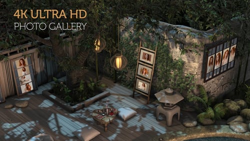 Photo Gallery in a Garden at Night