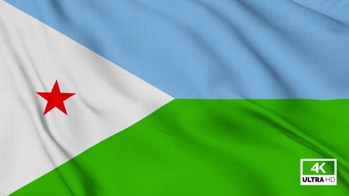 Djibouti National Flag Realistic Waving Seamless Loop