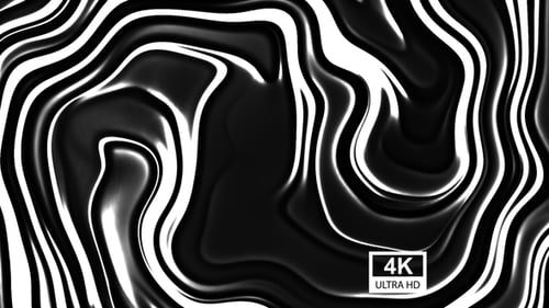 Hypnotic Black and White Liquid Flowing Wavy Lines Loop