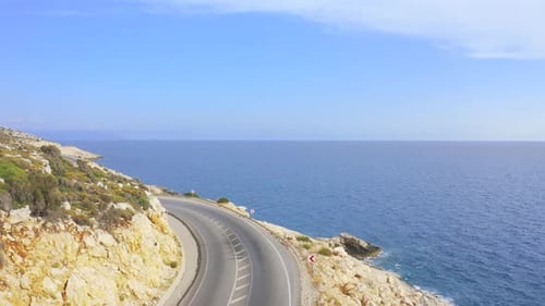 Aerial Landscape of Coastline and a Road Seascape