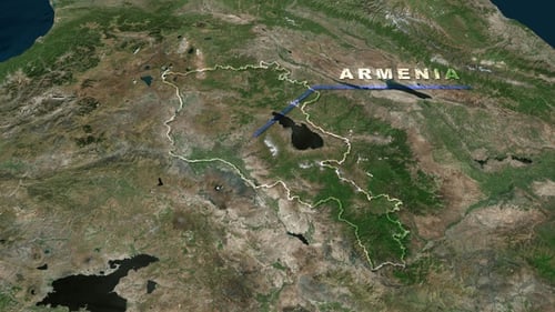Global Earth Zoom to Armenia with Country Outline Reveal