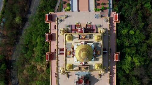Aerial View of Wat Khiriwong Temple on Top of the Mountain in Nakhon Sawan Thailand