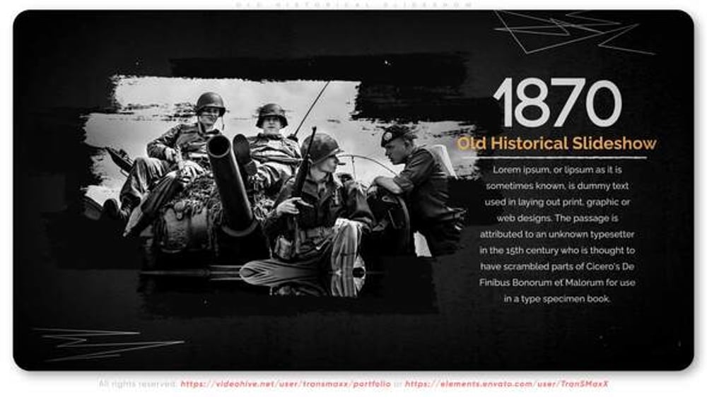 Historical Slideshow with Retro Grunge Brush Stroke Transitions ...