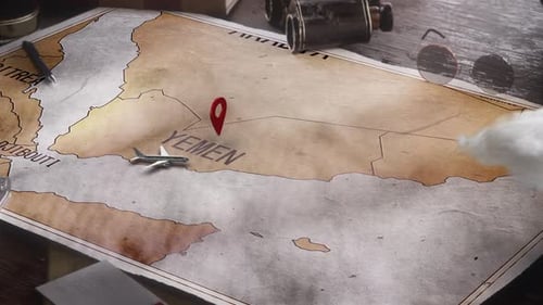 Vintage Travel World Map Country Yemen Location
