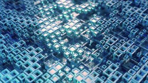 Colorful Glass Rows of Cubes