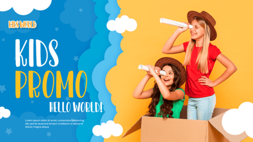 Playful Kids Photo Slideshow with Cloud Transitions and Fun Typography