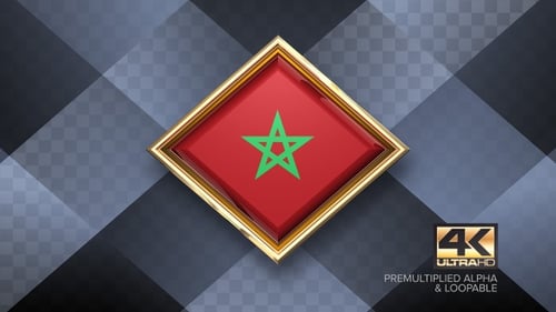 Rotierende Plakette mit marokkanischer Flagge, 4K, Looping