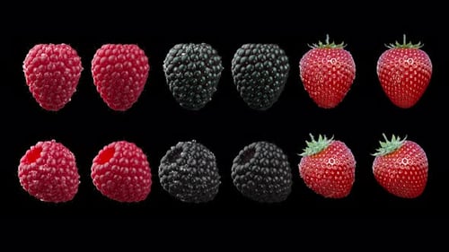 Animated Rotating Berries Pack with Raspberries Blackberries Strawberries