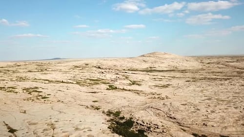 Aerial View of Desolate Rocky Desert Landscape