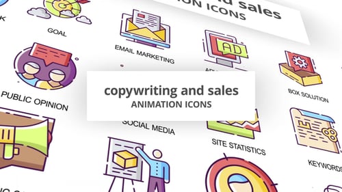 Flat Design Animated Icons for Copywriting and Sales