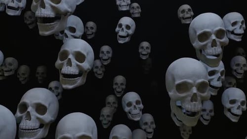 Spooky Floating Human Skulls Halloween Background Animation